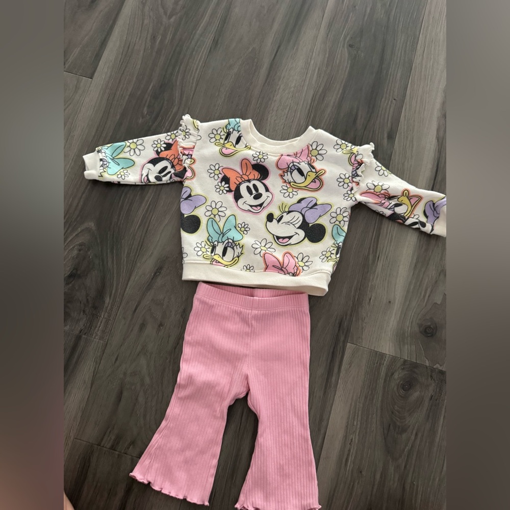 Disney Character Sweatshirt and Pink Pants Set